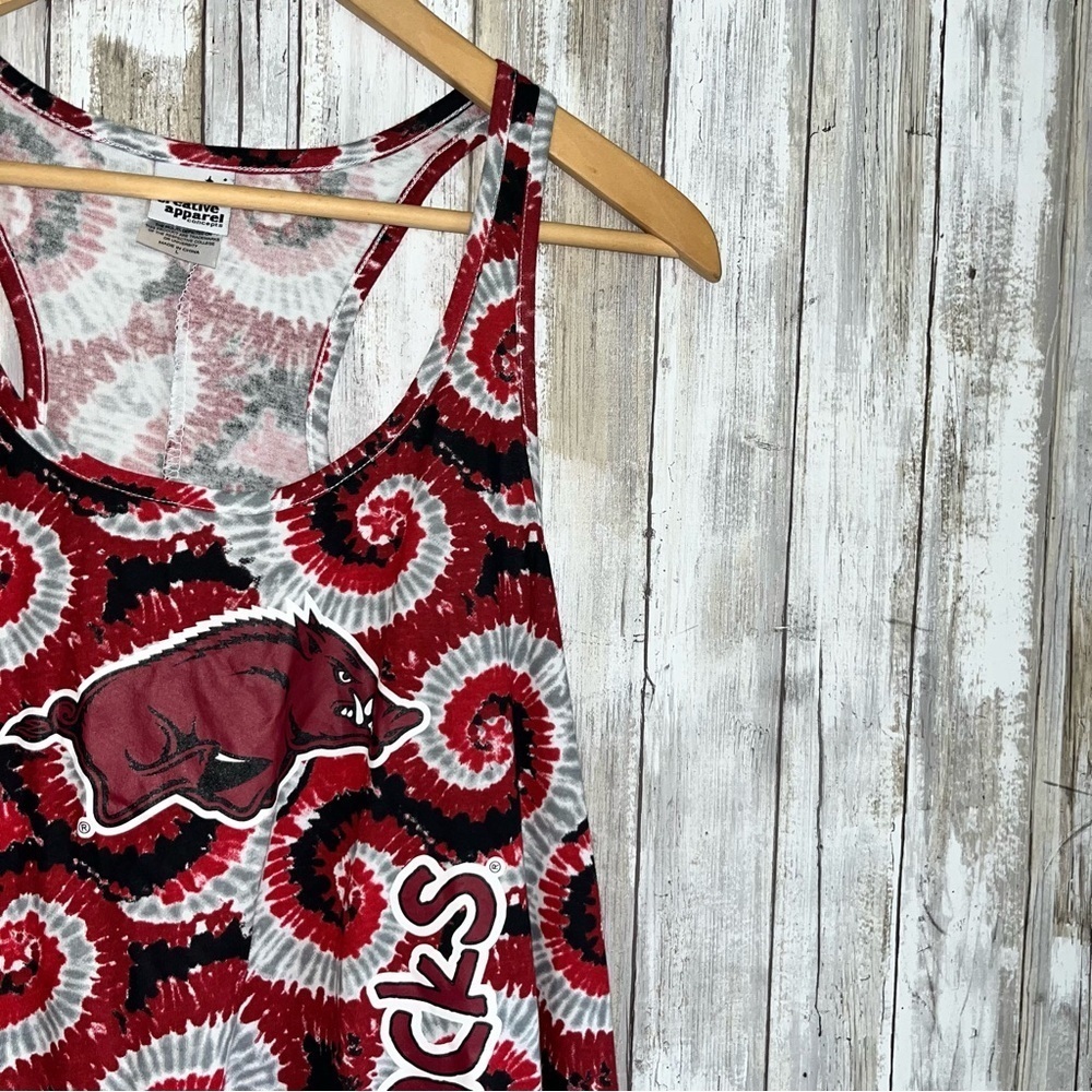 Arkansas Razorbacks Tie Dye Tank Top Women’s Large Red Black Game Day Shirt - Picture 3 of 5